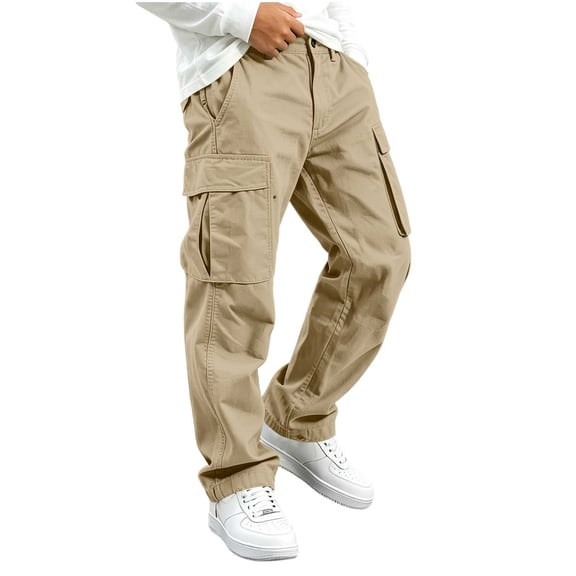 Edvintorg Boys Cargo Pants Outdoor Elastic Waisted Loose Casual Workout Hiking Pant with Pocket Boys Fashion Size 5-15