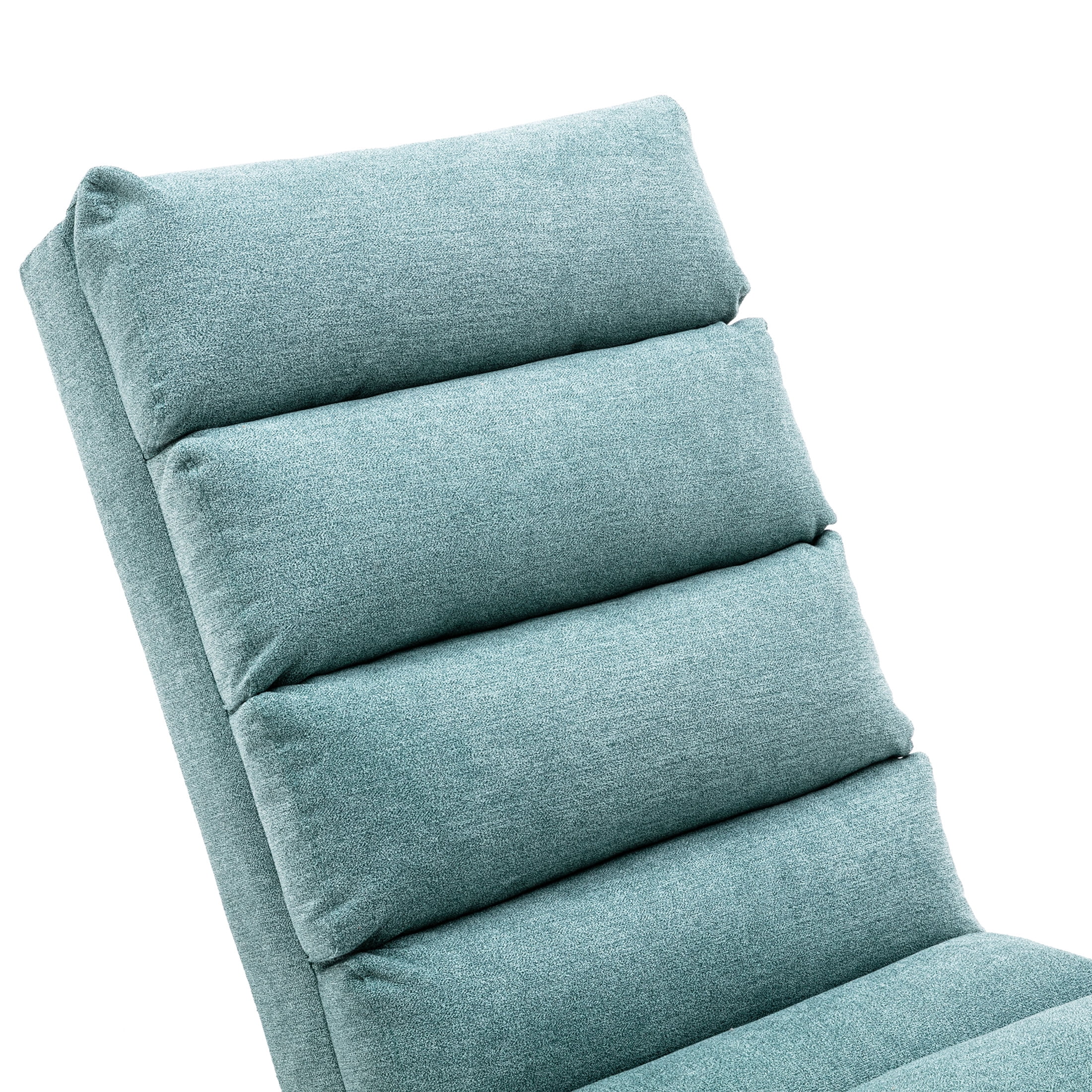 Noble House Upholstered Chaise Lounge Chair with Vibration, Linen Fabric Leisure Recliner, Teal