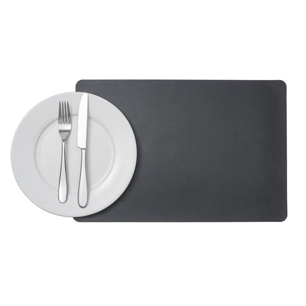 Rectangle Black Vinyl Placemat Embossed 17 3/4" x 12" 6 count box