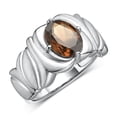 thumbnail image 3 of RYLOS Bagues pour Femmes Bague en Or Blanc 14K Solitaire Pierre Précieuse Ovale 9x7 mm avec Anneau Fini Satiné Juin Quartz Fumé Bijoux Taille 7, 3 of 7