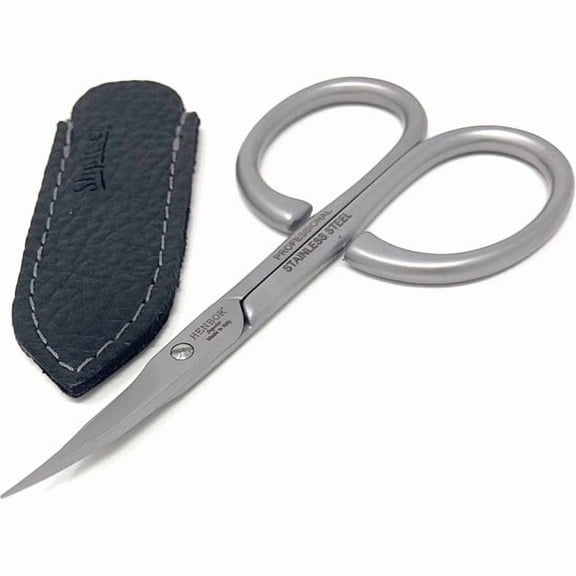 Shpitser Professional Luxury Stainless Steel Extra Pointed Cuticle Scissors, Handcrafted in Italy with Genuine Leather Case