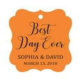 thumbnail image 1 of Darling Souvenir Personalized Fancy Frame Wedding Gift Tags 'Best Day Ever' Custom Name & Date Favor Hang Tags-Orange-100 Tags, 1 of 1
