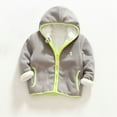 thumbnail image 2 of Lovskoo 2-7Y Boys and Girls Polar Fleece Jacket Trendy Solid Color Cute Plush Thick Keep Warm Zipper Hoodie Outerwear Winter Coat Gray, 2 of 5