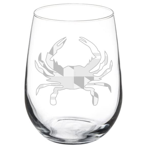 Wine Glass Goblet Maryland Crab (17 oz Stemless)