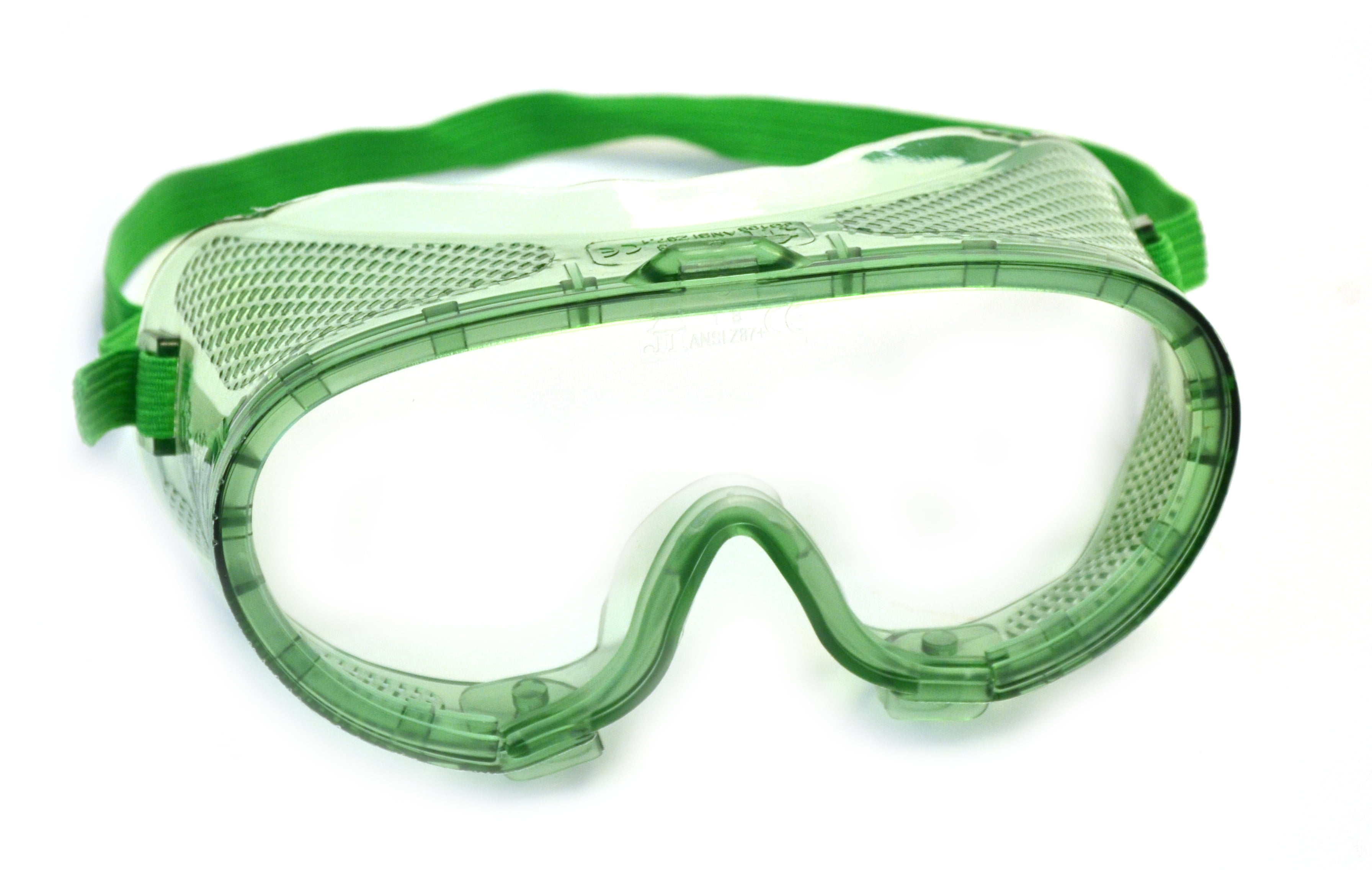 Eisco Labs Basic Green Safety Goggles Vented with adjustable Elastic