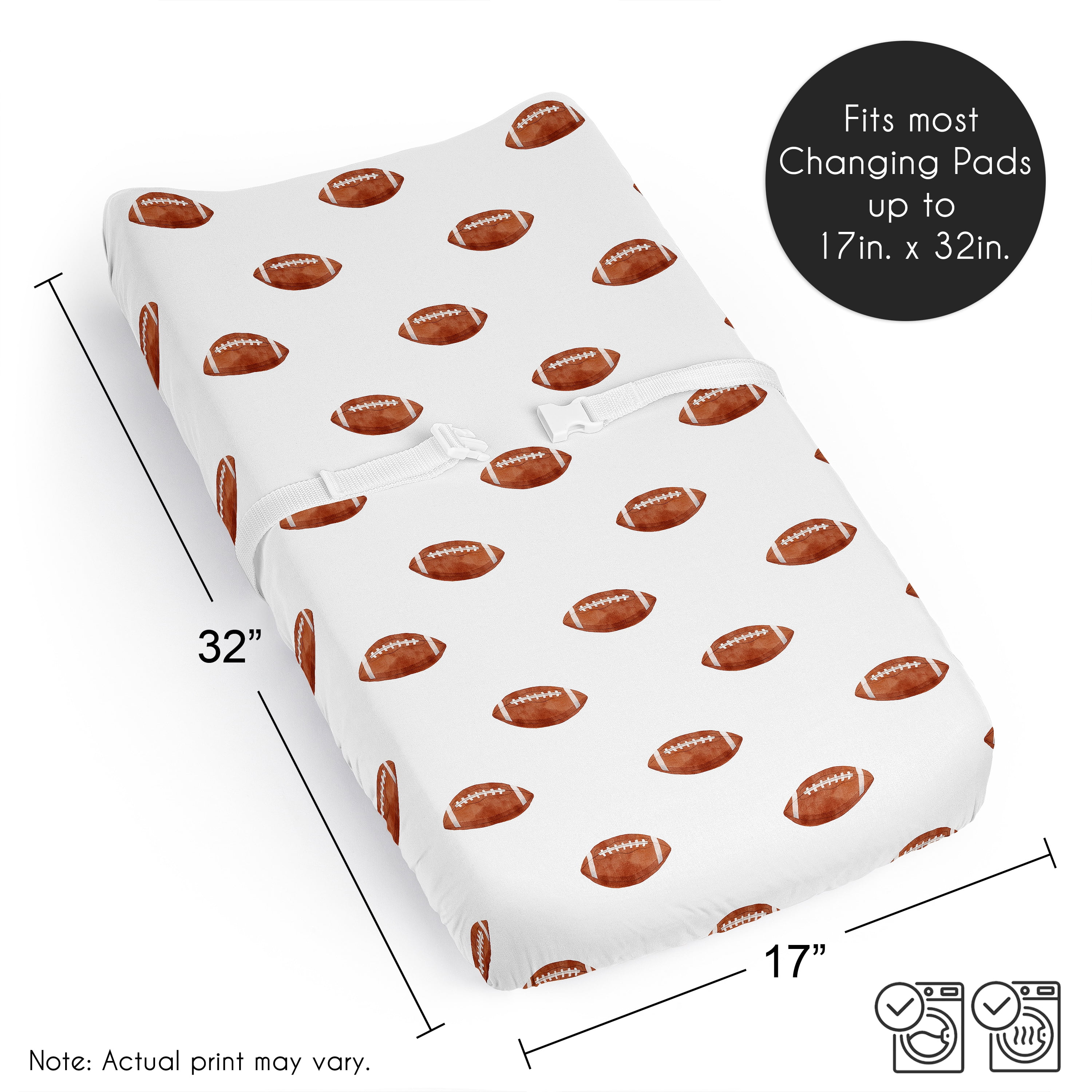 Sweet Jojo Designs Watercolor Sports Theme Boy Changing Pad Cover Sheet Football