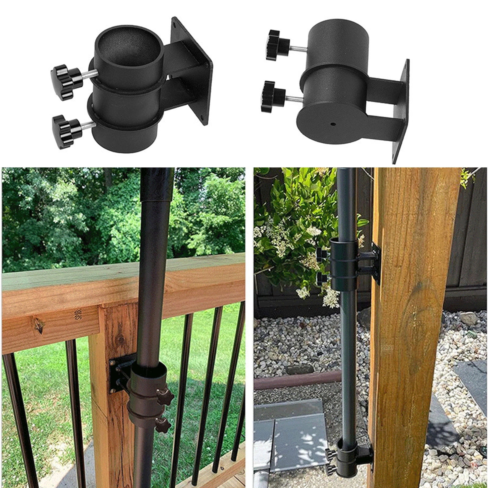Metal Umbrella Stand Umbrella Deck Mount Fixed Patios Umbrella Holder for Corner Fences Courtyards Fit Diameter 2inch