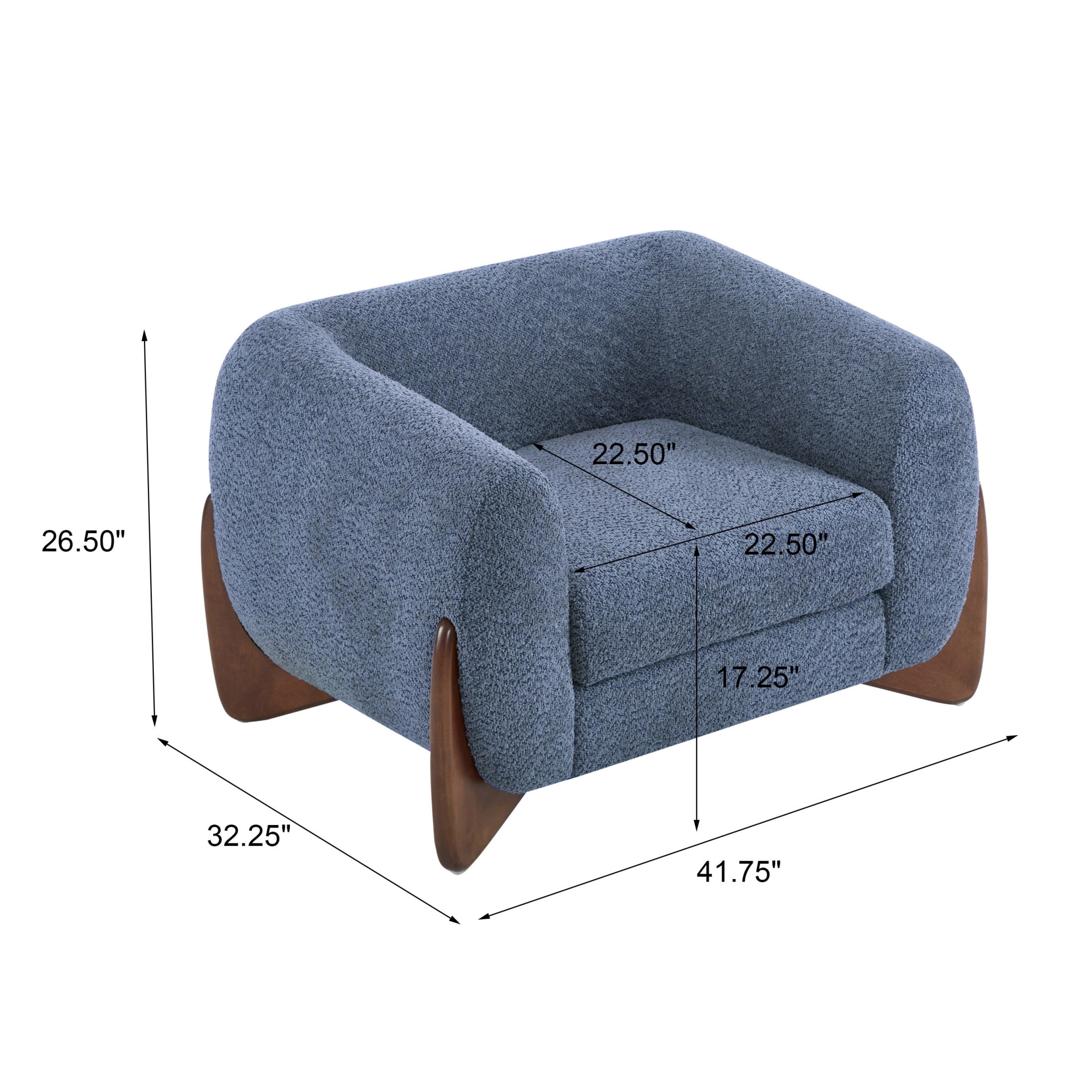Christopher Knight Home Modern Upholstered Boucle Accent Arm Chair with Solid Wood Frame, Blue