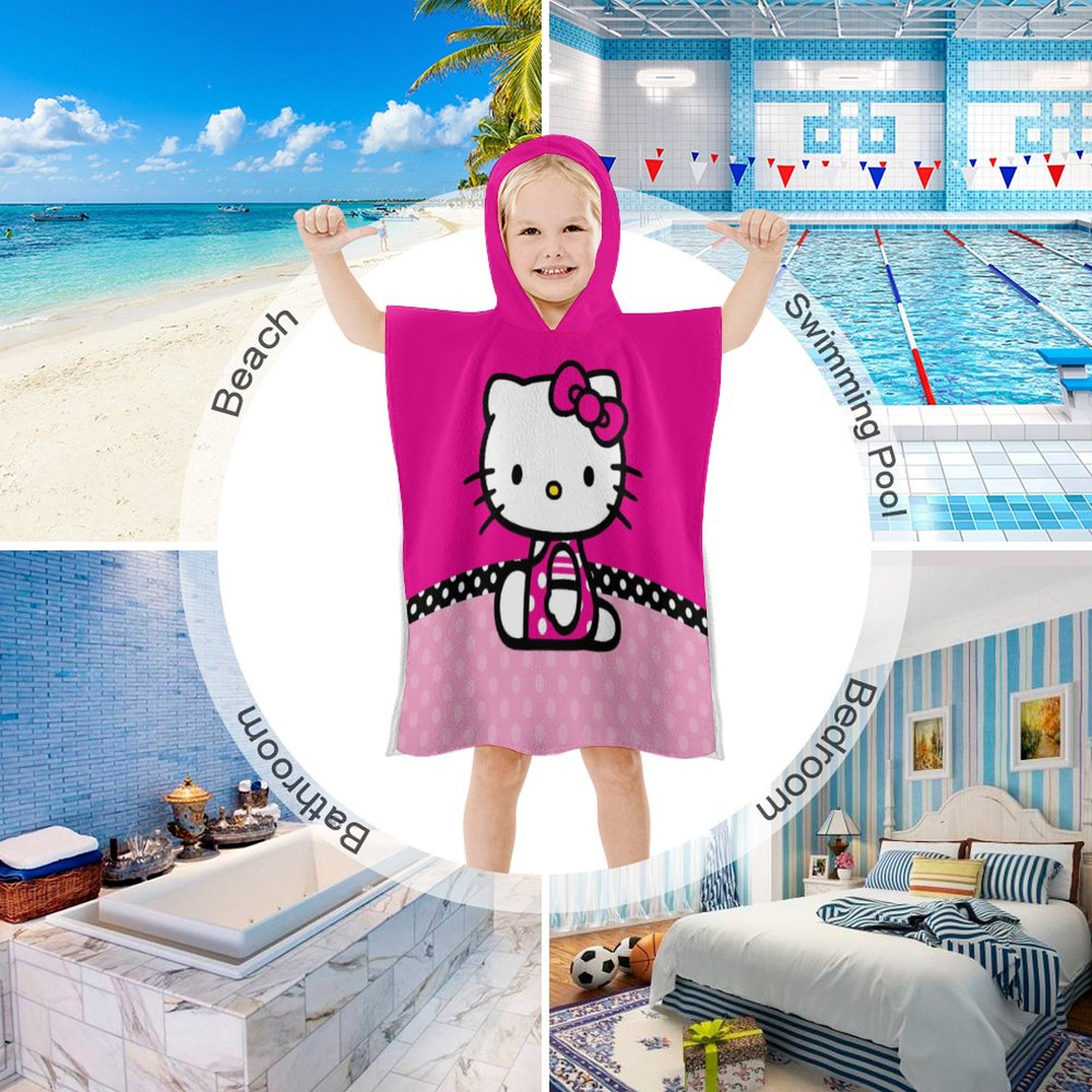 Hermet Hello Kitty Beach Towel - 70x140 Cm 100% Cotton Soft Pool & Beach Towel