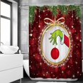 thumbnail image 3 of 72x72 Red Christmas Shower Curtains for Winter Merry Xmas Happy New Year Holiday Bath Bathroom Decors Pine Tree Snowflakes Gold Stars Home Fabric Waterproof Shower Curtain Set with 12 Hooks, 3 of 6
