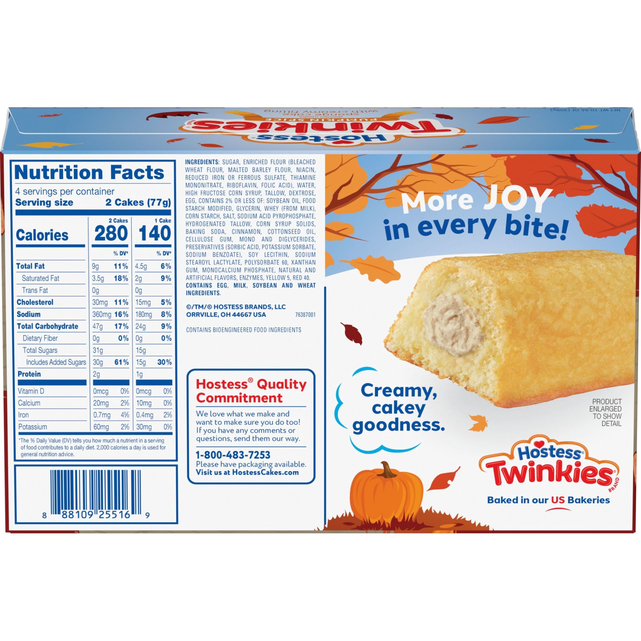 Hostess Twinkies, Golden Sponge Cakes with Pumpkin Spice Artificially Flavored Filling, 10.86 oz Box (8 Snacks)