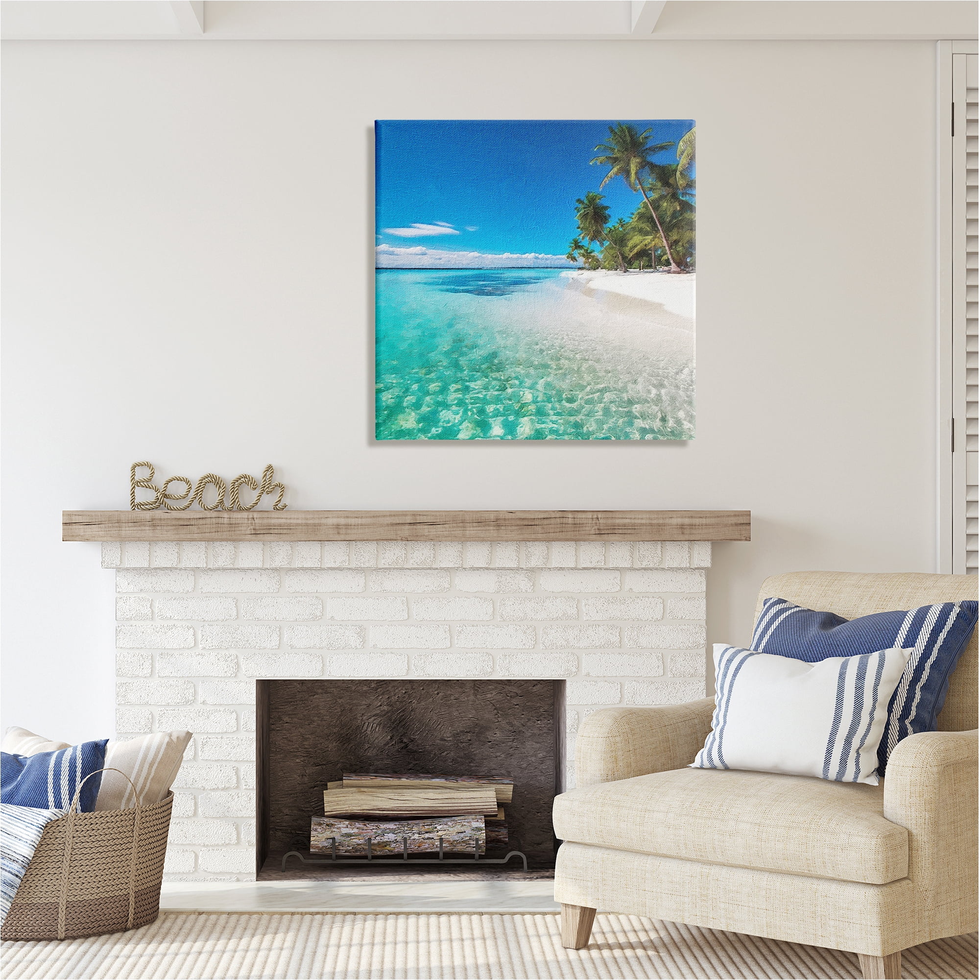 Stupell Industries Tropical Beach View Landscape Photography Gallery Wrapped Canvas Art Print Wall Art, 30 x 30