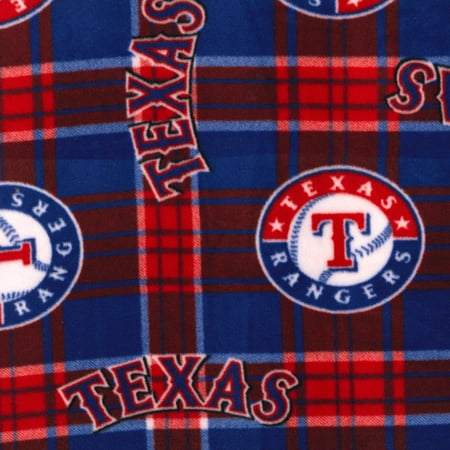 MLB Texas Rangers 100% Polyester Fleece Team Logo Fabric 58 x 2 Yards Pre-Cut Blue & Red
