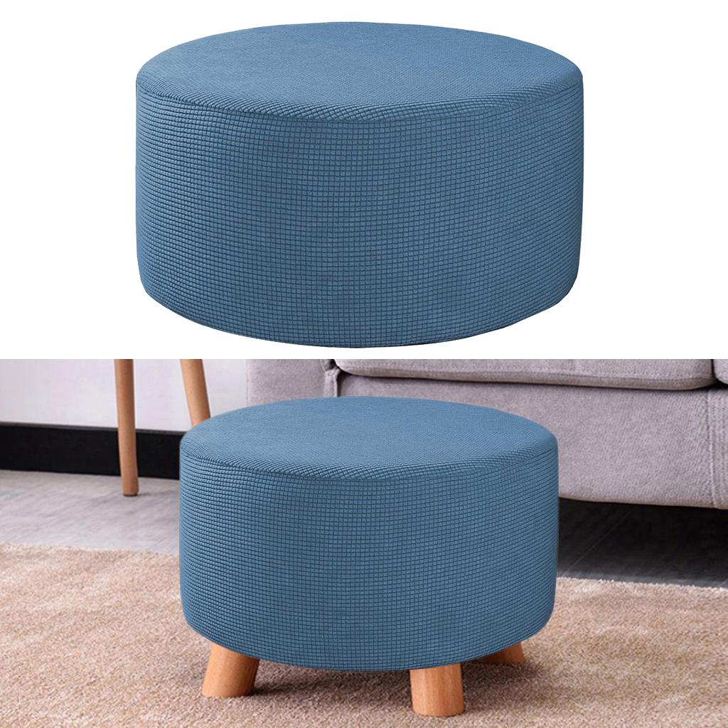Small Round Ottoman Slipcover Footstool Footrest Cover Removable Living Room - Blue, 48-55cm 13Blue - image 5 of 8