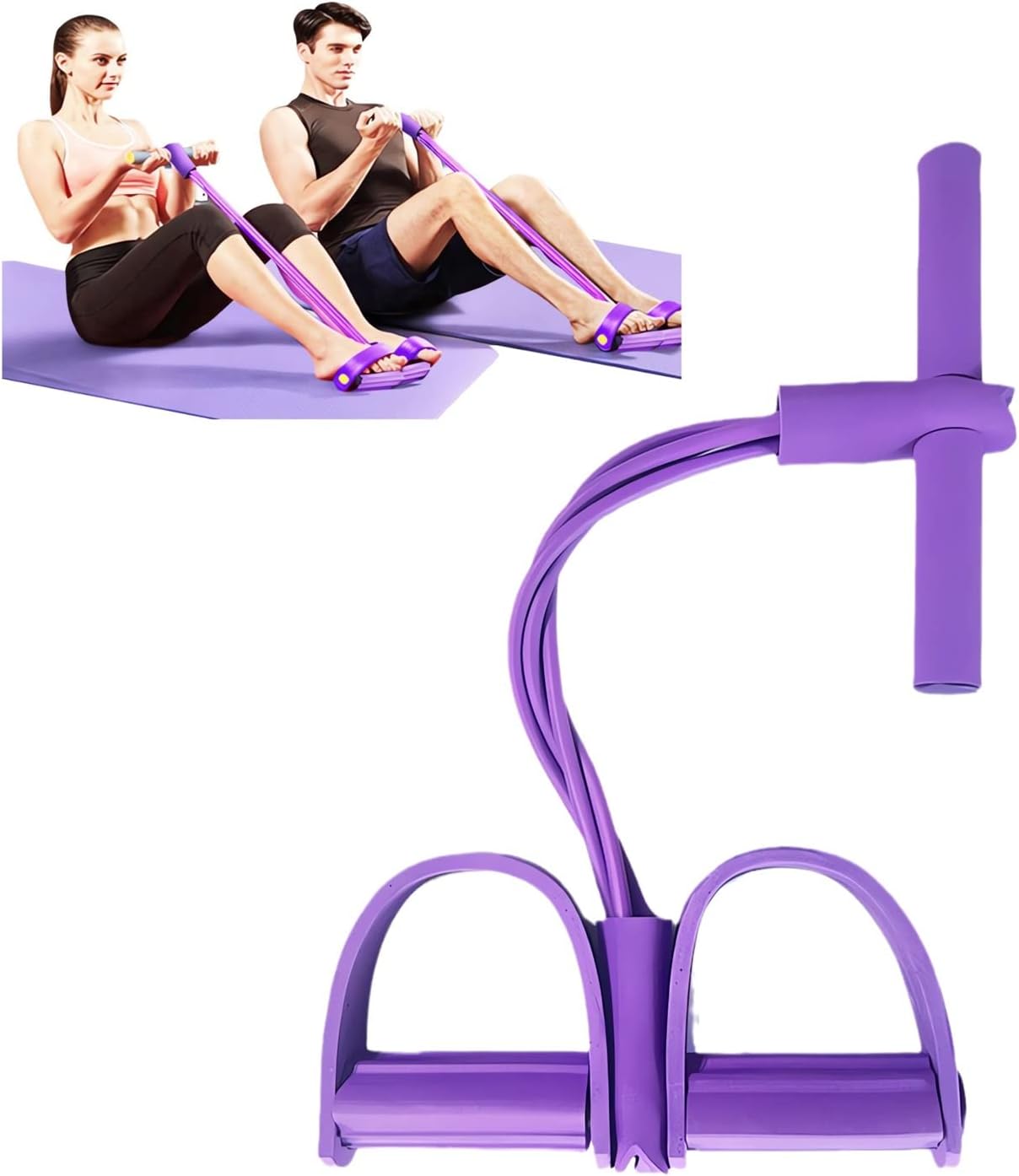 21 Fitness Resistance Bands-4 Tube Pedal Ankle Puller - 2023 New Sit up Leg Stretch Rope Exercise Bands with Handles, Stretching Workout Fitness Bands for Arm Weights Exercise Equipment