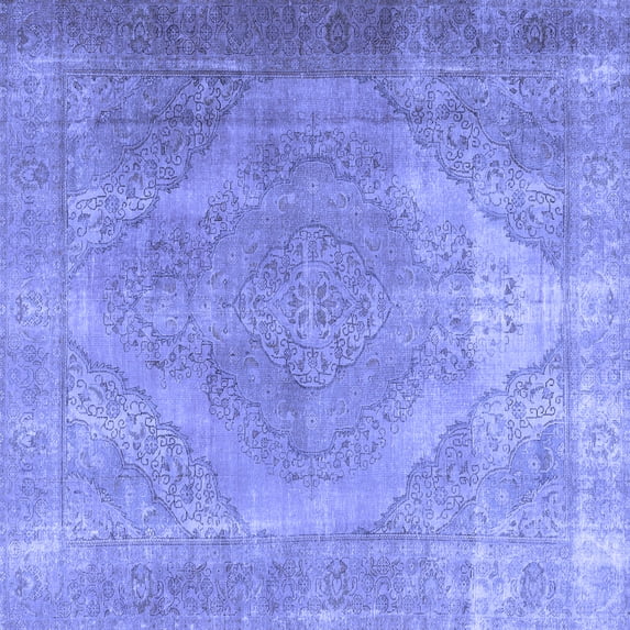Ahgly Company Machine Washable Indoor Square Persian Blue Traditional Area Rugs, 7' Square