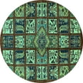 thumbnail image 1 of Ahgly Company Indoor Round Abstract Turquoise Blue Modern Area Rugs, 4' Round, 1 of 4