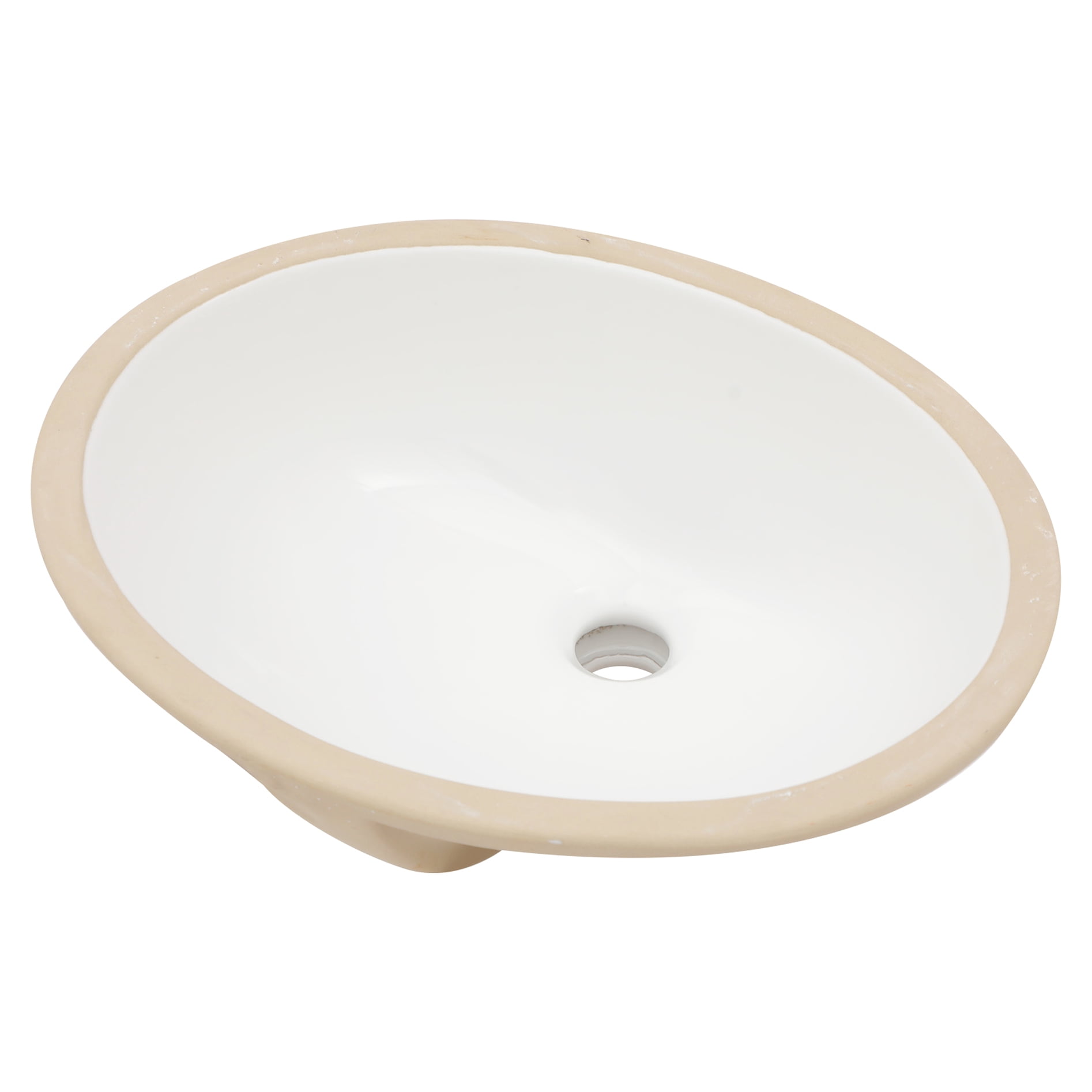 White Ceramic 18"x15" Oval Undermount Bathroom Sink With Overflow - Modern, Elegant, To Stains And Dirt Accumulation Discoloration