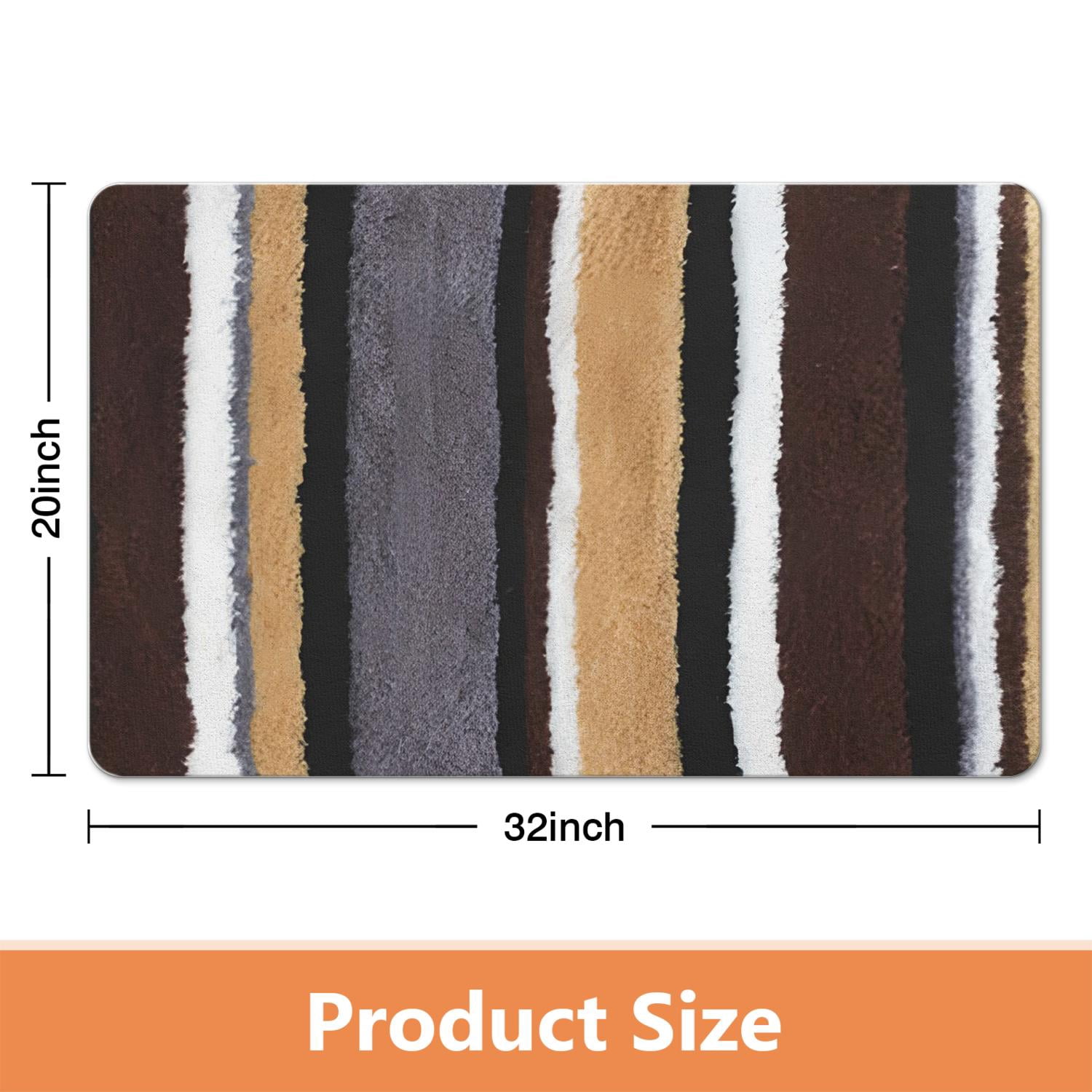 Experience Ultimate Comfort with our 20x32in Striped Microfiber Bathroom Rugs – Extra Thick, Super Absorbent Bath Mat, Anti-Slip, Machine Washable for Tub and Shower