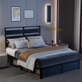 thumbnail image 4 of Full Size Bed Frame 192cmx140cm Industrial Wood Metal Platform Bed with Under-bed Storage Drawers No Box Spring Needed Black, 4 of 10