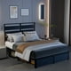 thumbnail image 5 of VERDALAY Cama de matrimonio de 192 cm x 140 cm con estructura industrial de madera y metal, cajones de almacenamiento debajo de la cama, sin necesidad de somier, color negro, 5 of 16