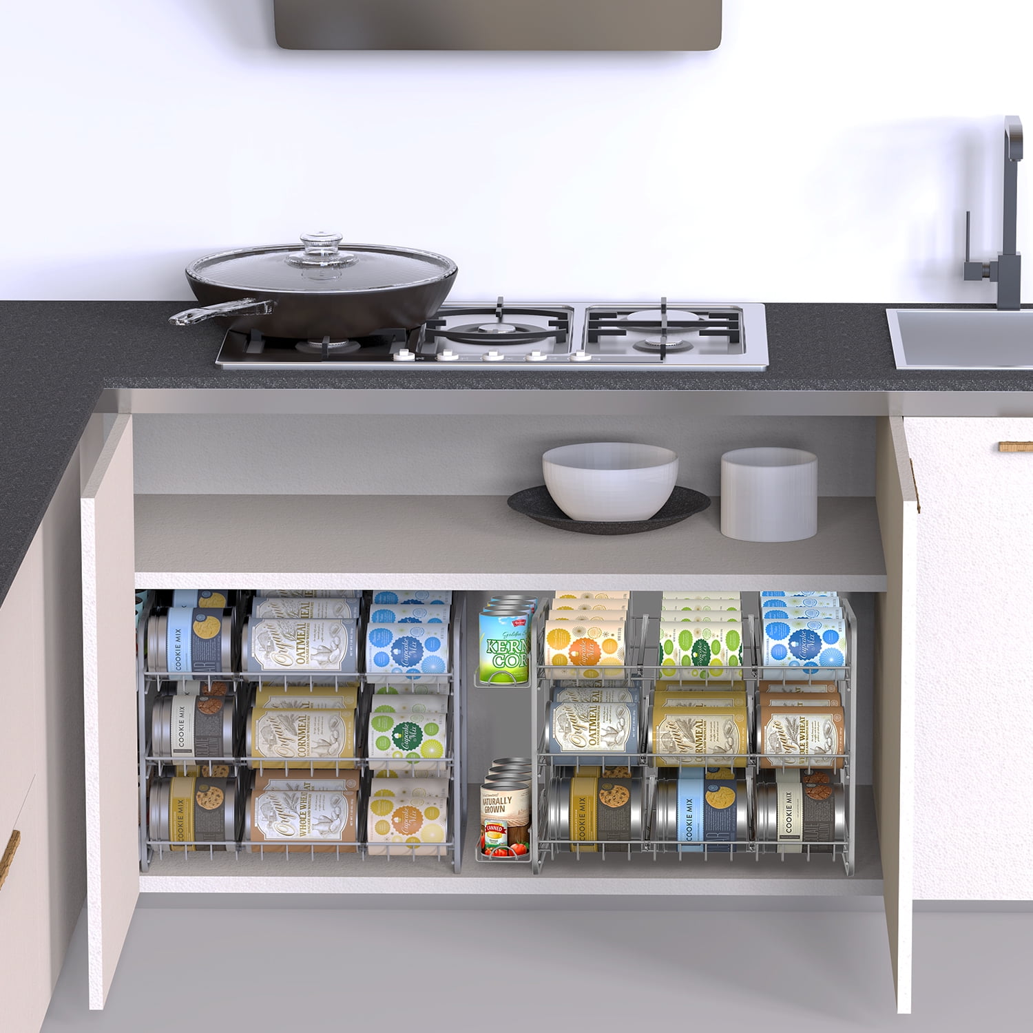 Kitchen Details 11.42-in W x 11.02-in H 3-Tier Freestanding Metal Can Rack  in the Cabinet Organizers department at