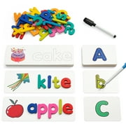 Coogam Reading & Spelling Learning Toy Wooden Letters Flash Cards Matching Alphabet Game