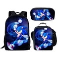 thumbnail image 1 of El conjunto de mochila transfronteriza de Sonic Anime para estudiantes de primaria incluye bolsa de almuerzo y estuche para lápices, material de nailon duradero, 1 of 5