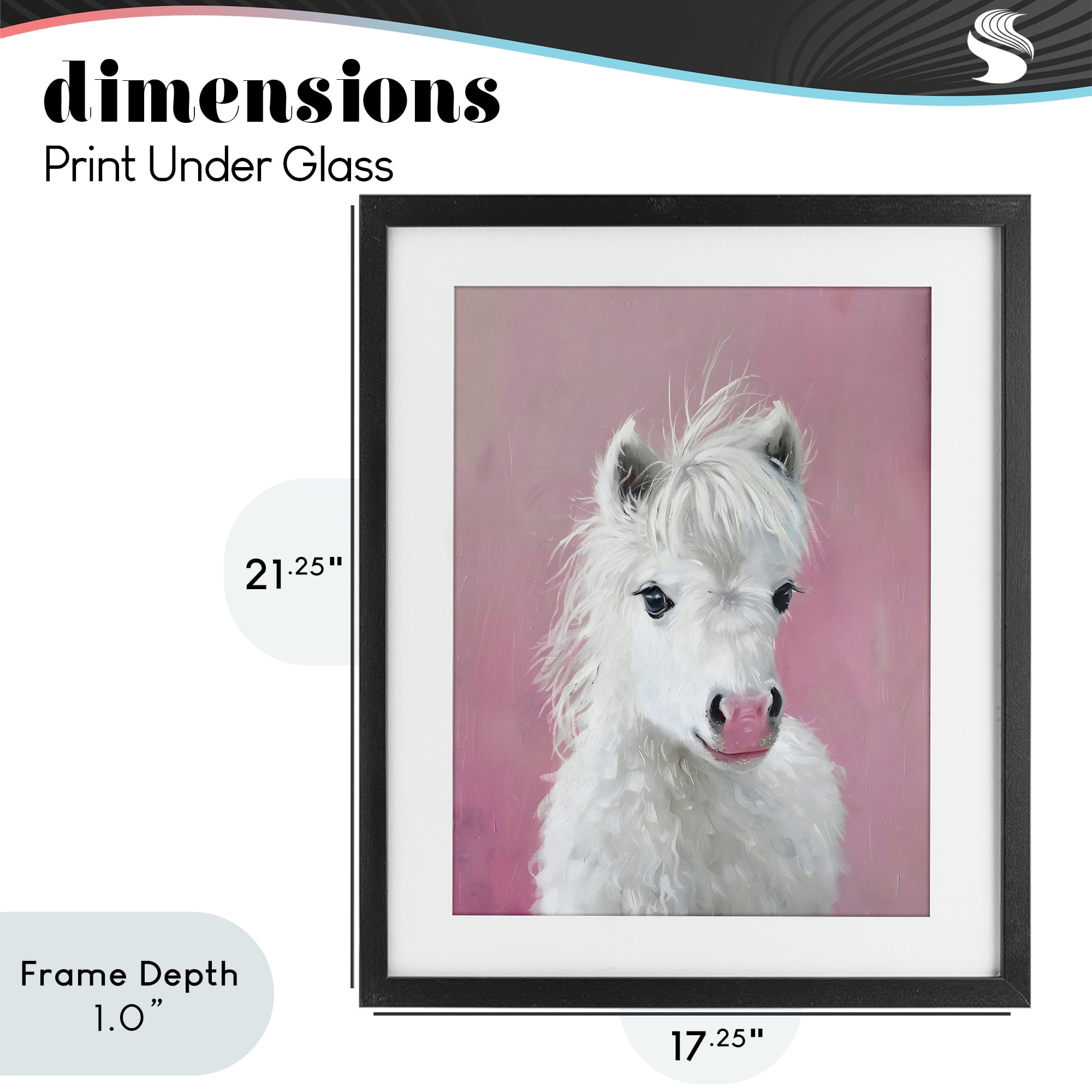 Stupell Industries Gentle White Pony Black Framed Print Under Glass, design by The Prints Vibe