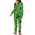 thumbnail image 3 of Yuyamidu Fall Winter Pajama Set for Women Jamaican Flag Long Sleeve Pajamas Set of 2 Coconut Tree Lounge Wear Size M Loose Fitting Sleepwear Top Long Pants with Drawstring, 3 of 7
