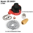 thumbnail image 2 of Uxcell Pull Chain Switch 3 Speed ZE-268S1 w Chain for Ceiling Fan Lamp Red Silver 2 Set, 2 of 5