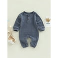 thumbnail image 3 of Unisex Newborn Baby Boy Girl Ribbed Romper 3M 6M 12M 18M Solid Color Knit Jumpsuit Infant Fall Winter One-Piece Outfit, 3 of 9