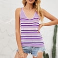 thumbnail image 2 of HBFAGFB Womens Tank Tops Spring Summer V Neck Stripe Color Blocking Knitted Trendy Vest Purple Size S, 2 of 8