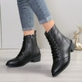 thumbnail image 3 of Mepaouo Women Ankle Boots Black Round Toe Combat Booties Winter Warm Comfy Walking Boots for Ladies, 3 of 9