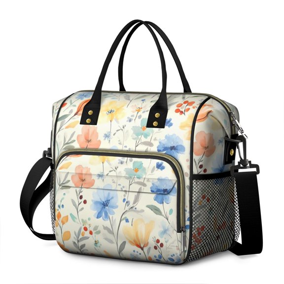 Pioneer Flower Floral Print Pattern Womens Lunch Box for Work,Insulated Large Lunch Bag for Tween and Teen,Loncheras Para Mujer,Leakproof Adult Lunch Bag for Work,Beach,Travel,Picnic,Camping