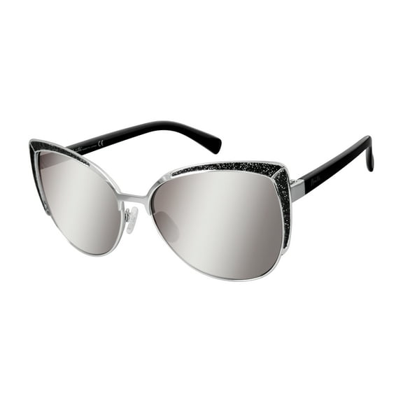 Nanette Lepore Women's NN224 Glittered Metal UV400 Protective Cat Eye Fashion Sunglasses, 60mm