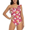 thumbnail image 2 of Yiaed Piggy Sunflower Print Women One Piece Swimsuits Tummy Control One Shoulder Bathing Suits Pattern Ruffle Swimwear-X-Large, 2 of 8