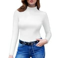 thumbnail image 2 of White Sweatshirt for Women's High Necked Slim Long Sleeved Tight Fitting T Shirt Women Fall Clothes, 2 of 4