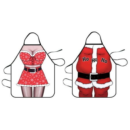 

2Pcs Christmas Cooking Apron Funny Printing Serving Apron Creative Party Supply