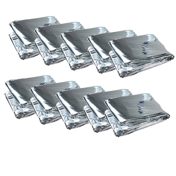 Paquete de 10 manta de portátil compacta para exteriores, bolsa de dormir térmica de supervivencia para acampar, tienda de campaña, equipo Plata 210x160cm Baoblaze Gran manta para dormir al aire libre
