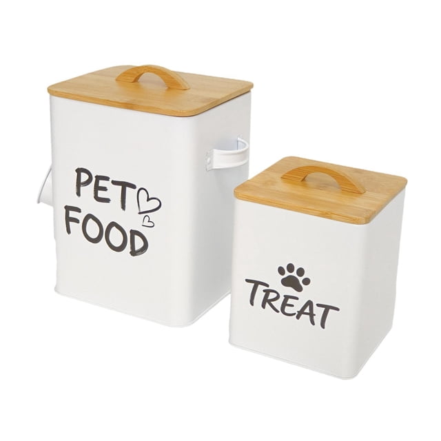 2 recipientes para almacenar comida para gatos, tarros para golosinas de perros, regalo, prácticos recipientes para comida de mascotas, tarro para Blanco