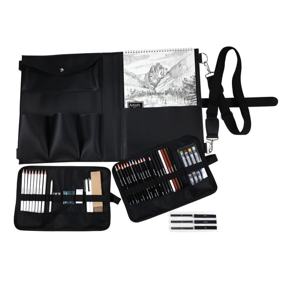 Everyday Drawing Set with Case by Artist's Loft - Includes Watercolor Pencils - Oil Pastels - Graphite Sticks - and Erasers - 1 Set