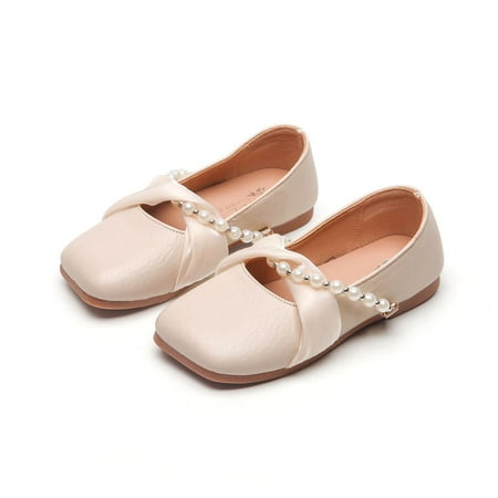

HuaAngel Big Girls Solid Beaded Satin Strap Flats Dress Shoes W377 Sizes 7.5C-2Y