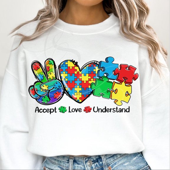 Autism Awareness Sweatshirt, Accept Love Understand Autism Shirt, Autism Mom Puzzle Ribbon Sweatshirt, Teacher Autism Shirt