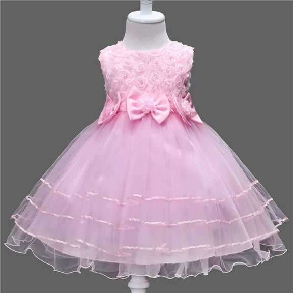 Little Girl Dresses Kids Formal Dresses for Girls Pink Dress for Girls Tea Party Dress Children's Day Dresses for Girls 5-6 Years