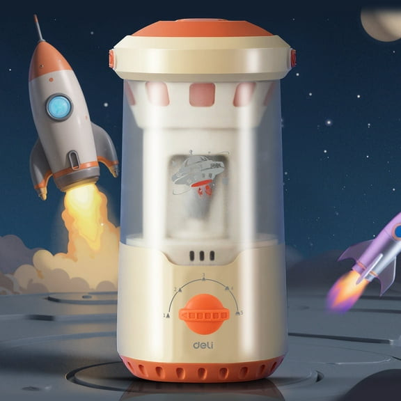 Deli Electric Pencil Sharpener, Fully Automatic Auto in & Out, Rechargeable Hands-Free Pencil Sharpener for 6.9-10.8mm, Home, Classroom, Battery Operate, Spaceship Styling