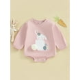 thumbnail image 3 of Musuos Baby Bubble Romper Spring Long Sleeve Round Neck Carrot/Easter Egg Print Bodysuit Newborn Playsuit, 3 of 10