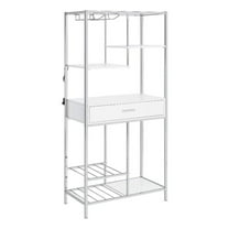 Pemberly Row 1-drawer Contemporary Metal Bar Cabinet w/ Shelving White & Chrome