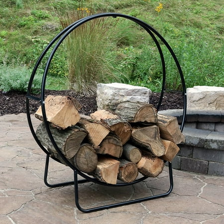 Sunnydaze 24 Inch Firewood Log Hoop Rack Round Tubular Steel