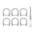 thumbnail image 1 of Uxcell 6pcs D-Rings Tornillo en Shackle 5/8" Metal Herradura Forma U Semicirculo D Ring Soporte de Llave con Destornillador para Manualidades de Cuero DIY Accesorios de Llave Collar, Plata, 1 of 7